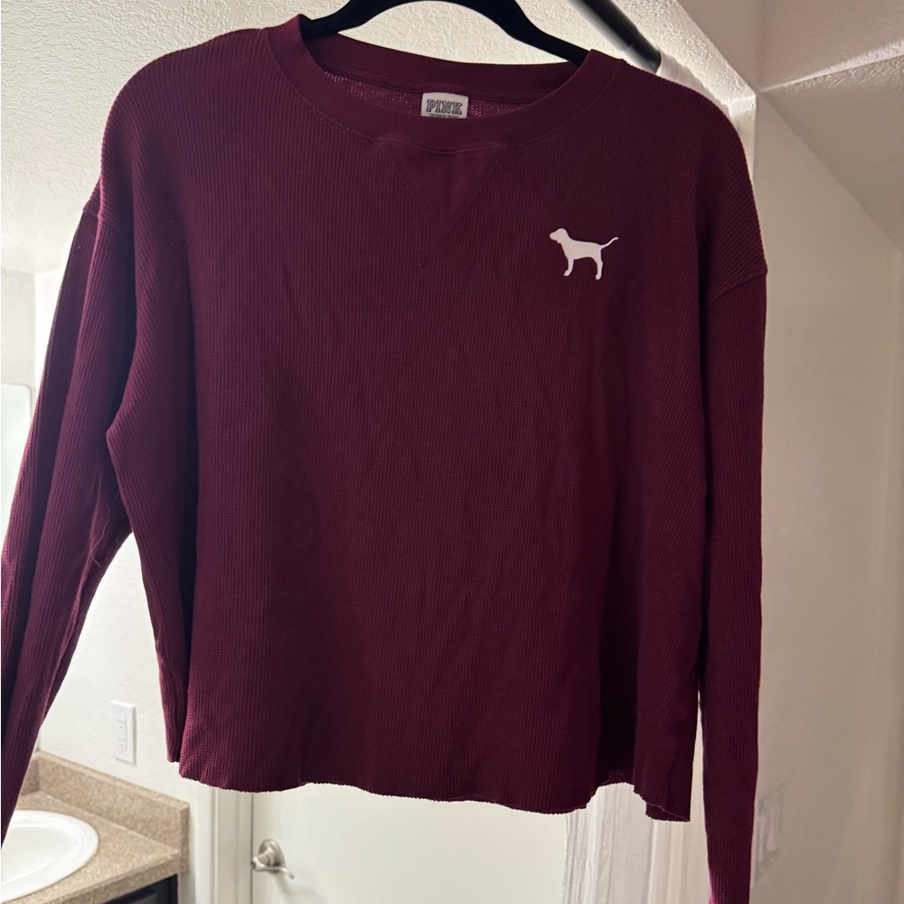 Victorias Secret PINK Maroon Cropped Sweater